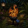 Golden Gorilla Solar Sculpture Dragon Garden Statue Light Gothic Medieval Resin Outdoor Lantern Sculpture Magical Fantasy Decor for Yard Patio,