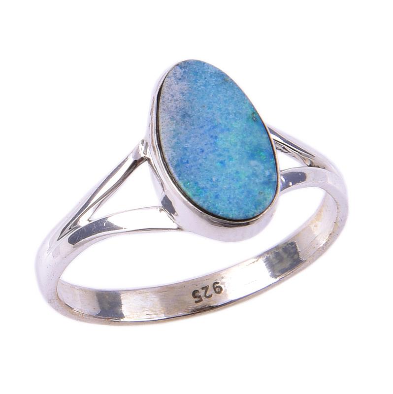 Natural Australian Opal Gemstone 925 Solid Sterling Silver Jewelry Ring S.9 r7T75