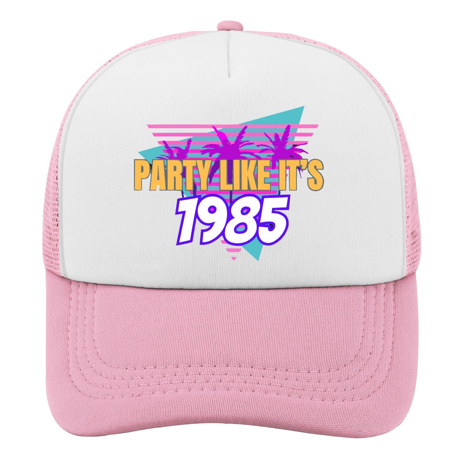 Party Like Its 1985 Trucker Hat Retro 80s Graphic Adjustable Polyester Mesh Cap Adults One Size