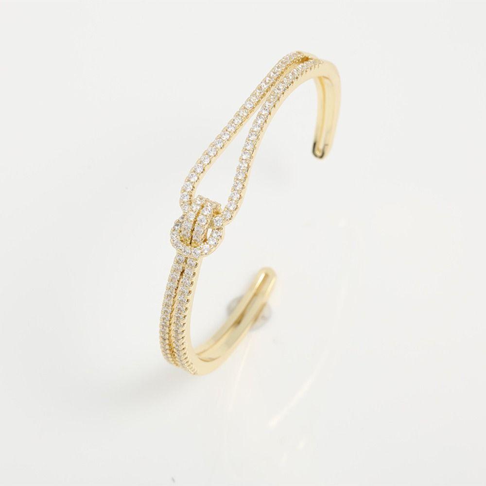 Double Layer Cuff Bangles Light Luxury Exaggerated Bracelet Vintage Rhinestone Bracelet Gift