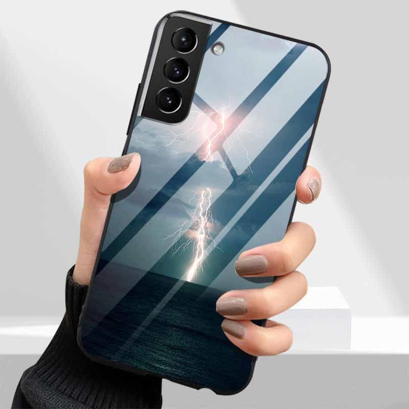 Tempered Glass Phone Cases for Samsung Galaxy S21 FE S20 S22 Plus Ultra 5G S 21 22 23 24 S23 S24 S24FE Cover Hard PC Back Shell