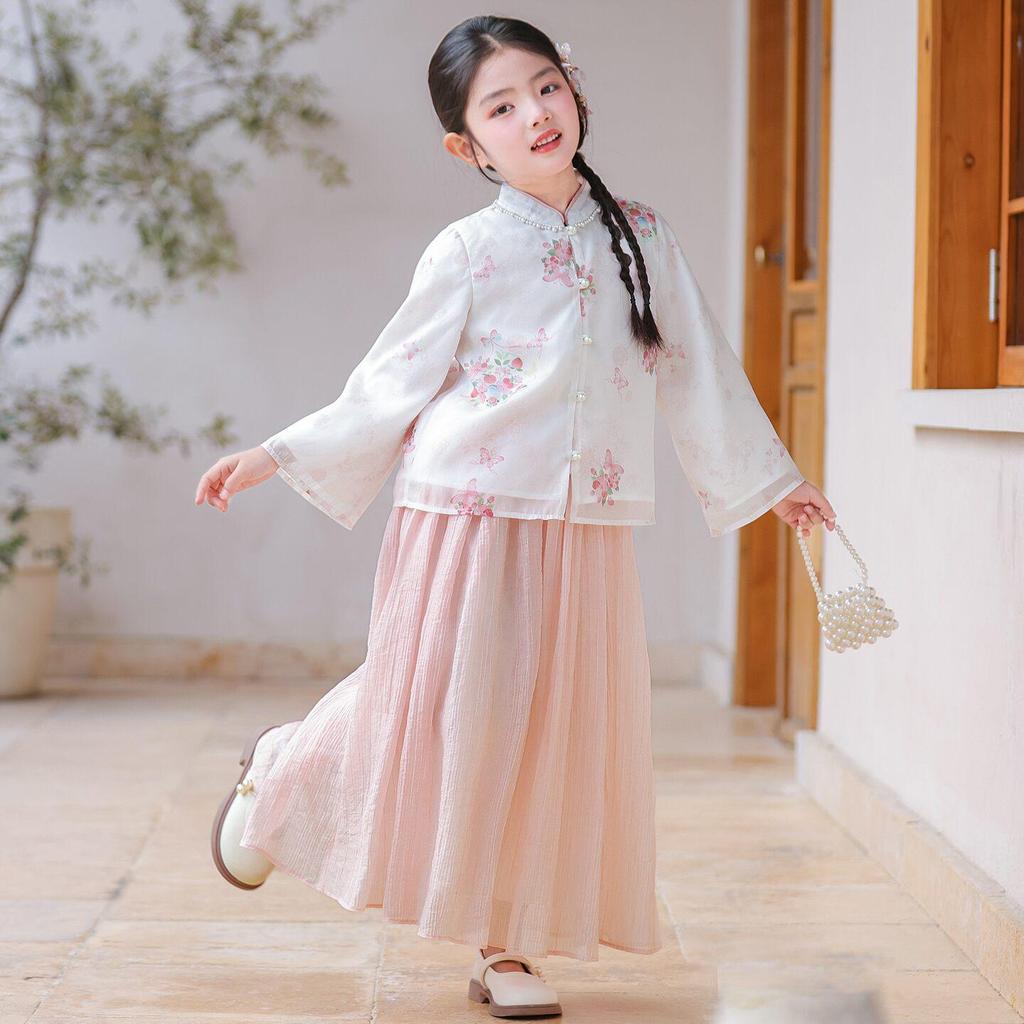 Spring 2026 New Chinese Style Girls' Hanfu: Tang Suit National Style Little Girl Daily Wear Set