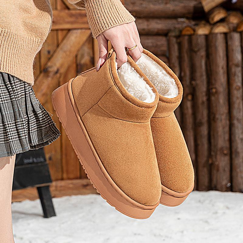 Winter Thick-soled Warm Indoor Home Non-slip Velvet Thickened Outdoor Wear Fashionable Versatile Short Cotton Shoes