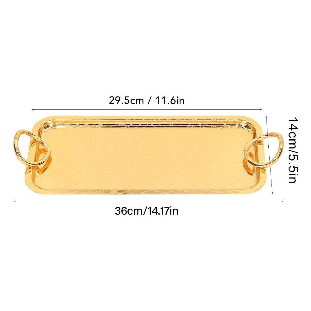 Circle Handle Rectangular Serving Tray Rectangular Stainless Steel Teacup Tray BBQ Dessert