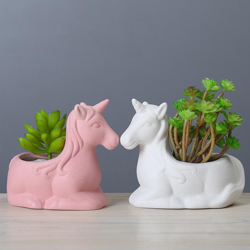 Simple White Creative Succulent Plant Flower Device Cartoon Animal Japanese New Ceramic Flower Pot