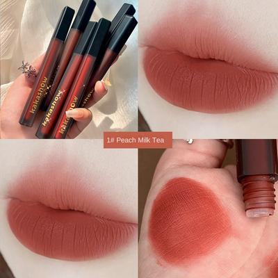 Black Satin Lip Glaze Velvet Matte Lip Glaze Whitening Lipstick Autumn and Winter Not Easy To Stick Lip Mud Lip Glaze
