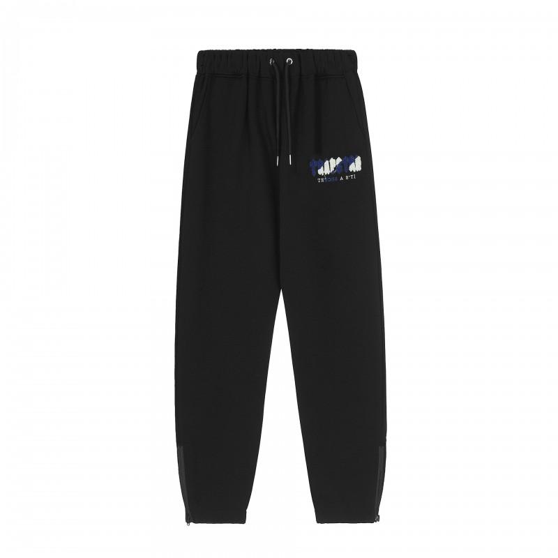 Unisex Fleece-Lined Cotton Hoodie Pants Set With Embroidered Letter Winter Casual Sportswear Men Women