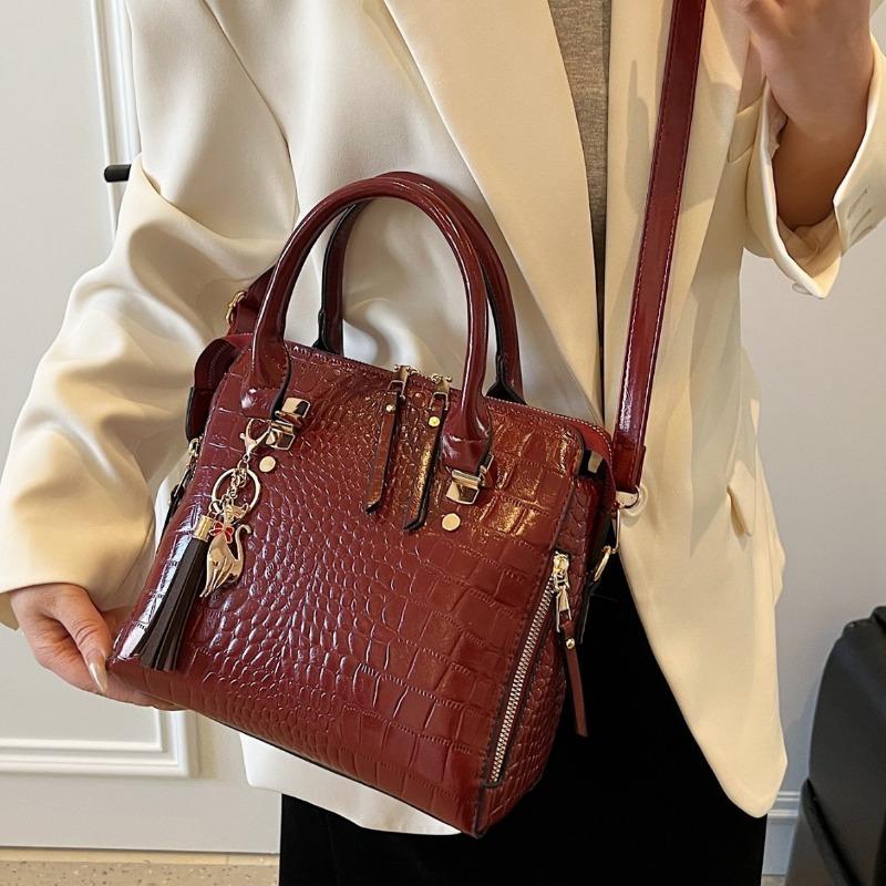 2025 New Fashionable Stone Pattern Large Capacity Solid Color Texture Single Shoulder Handheld Diagonal Cross Bag Tote Bag