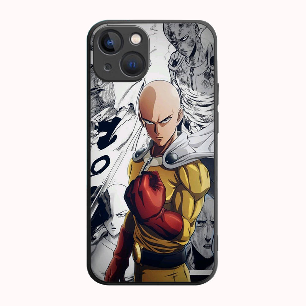 B-26 One Punch Man Černé pouzdro pro Samsung S24 S23 S22 S21 S20 FE S10 Lite Ultra S7 S8 S9 Plus A05S A11 A12 A13 A15 A22 A24 A25 A32 A52 A71 5G