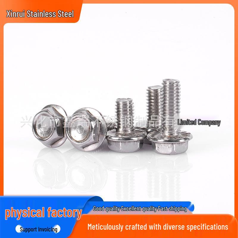 Concave Head 304 Stainless Steel Hex Flange Bolt (Toothless)