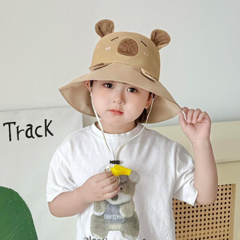 Children's Sun Hat Boys Cute Capybara Big Eaves Bucket Hat Summer Outdoor Sun Hat Girls Beach Hat