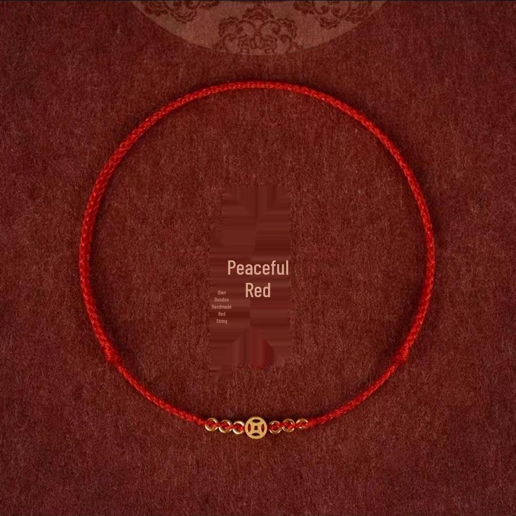Qian Duoduo 2024 Trendy Red Rope Copper Coin Anklet: Thin, Sexy, Ancient Style for Women