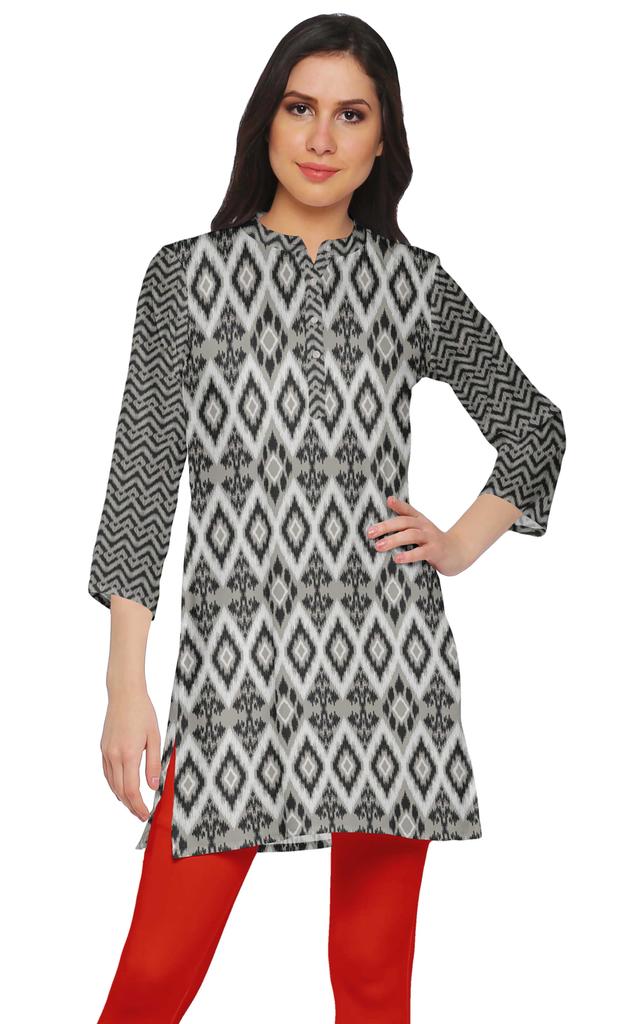 Moomaya Printed Side Slit Short Kurta Tunic For Women Summer Wear Ladies