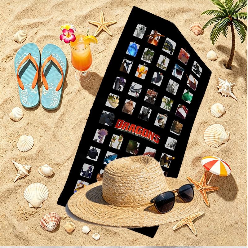 How to Train Your Dragon Print Beach Towel, Versatile Lightweight Absorbent Beach Towel for Pool Surf Yoga Bathroom, Perfect Birthday Holiday Gift