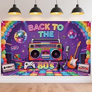 8090s Decorative Banner Background Back To 90s Vintage Party Disco Rock