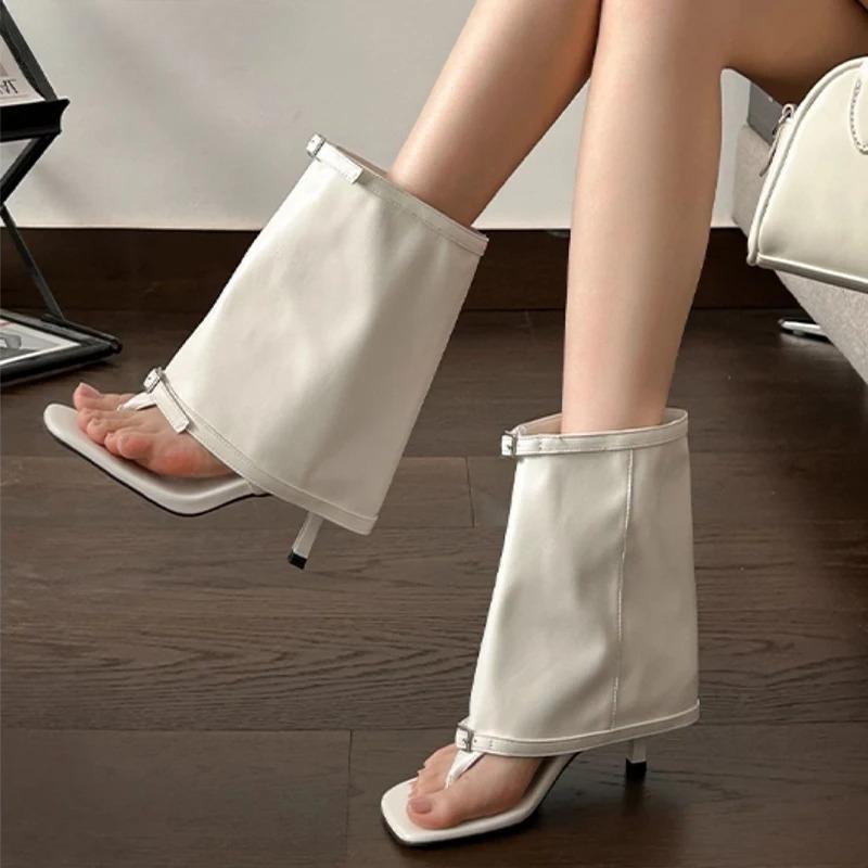 Fashion High Heels Sandals Women Ankle Cool Boots Sandals Clip Toe Shoes Trend 2025 Summer New Woman Pumps Dress Slides Mujer Sandalias