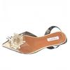 Pointed rear empty women's shoes high-end rhinestone sunflower transparent low-heeled sandals