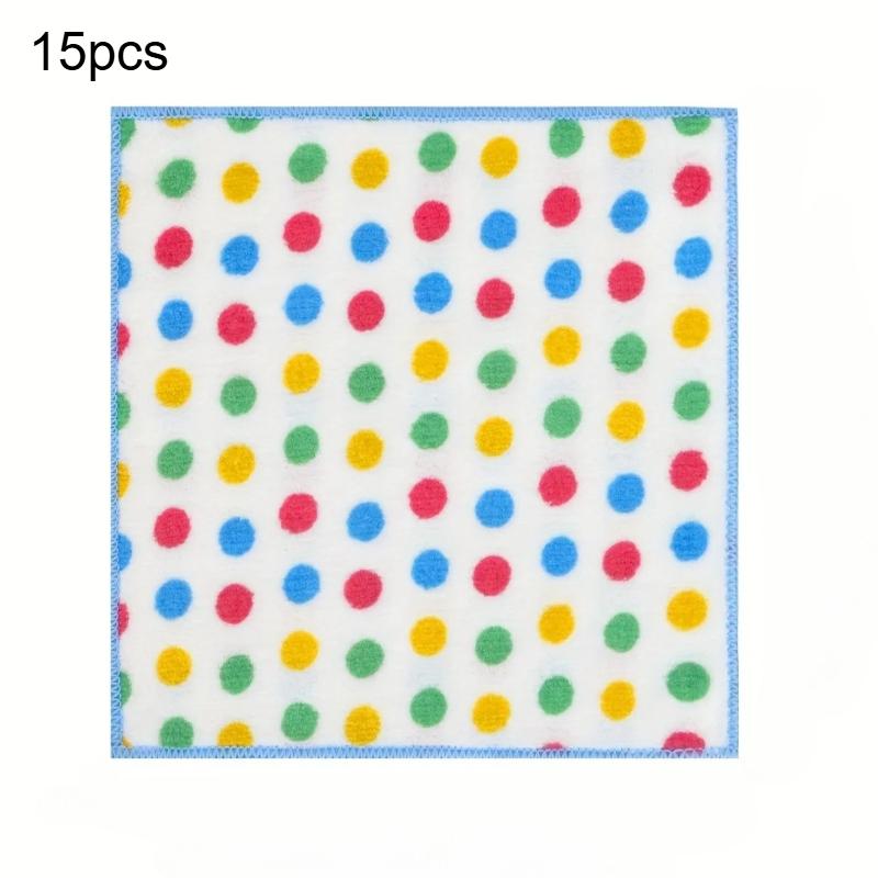 

15pcs Round Polka Dot Colorful Drying Towels Ultra-Fine Fiber Absorbent Clean Cloth Kitchen Bathroom Car Outdoor Cleaning Towels
