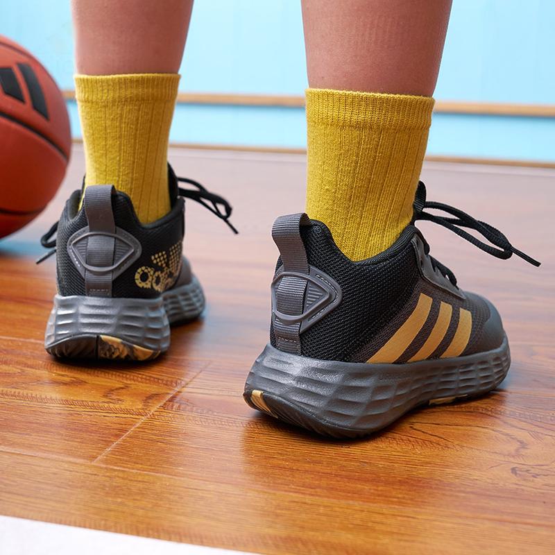 New Adidas OwnTheGame 2.0 K Anti Slip Wear Resistant Mid Top Children's Basketball Shoes Gray Black Kids' GZ3381