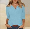 2025 Women's V-Neck 7-Point Sleeve Solid Color T-Shirt