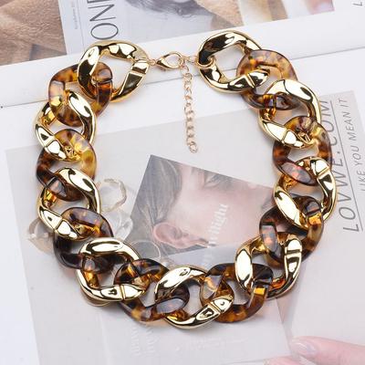 Мода з намистом з імітації панцира черепахи CCB, вінтажна ретро сплавна ключична ланцюжка