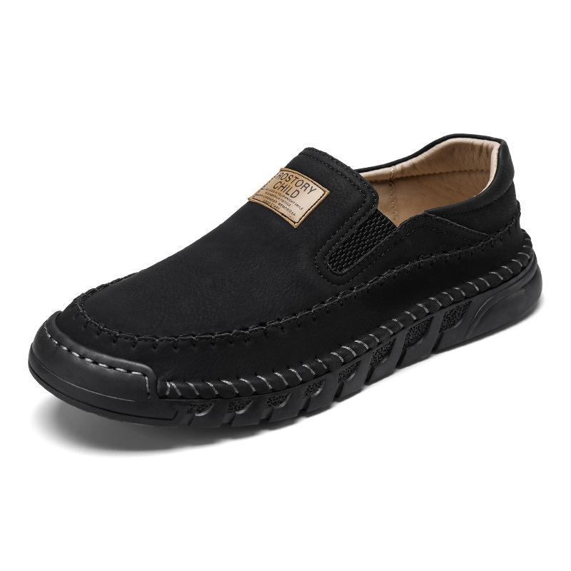 Spring and Autumn New Soft-soled Non-slip and Wear-resistant Breathable Foot Casual Leather Shoes Men's Households Commute To Work and Sew Men's Shoes