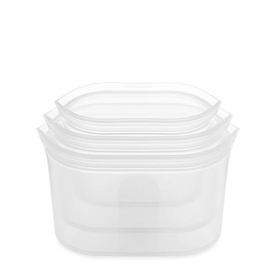 ZipTop Silikon, Silikonbeutel, Aufbewahrungsbehälter, japanisches Geschirrset, mikrowellengeeignet, spülmaschinenfest, frostweiß, ZipTop [Originalprodukt], 3-teilig