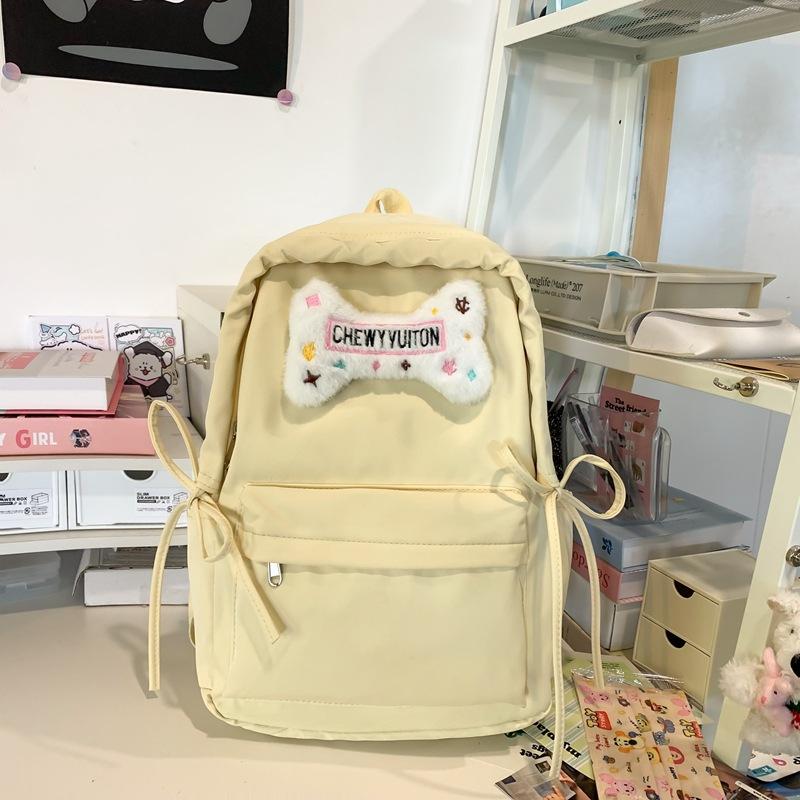 Cute girl versatile casual backpack this year popular solid color simple junior high school student schoolbag girls backpack