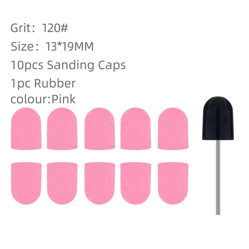 Candy Color Nail Art Sand Cap Nail Polishing Head Sand Ring Electric Nail Drill Machine Accessory Cuticle Dead Skin Removal Manicure Tool with Rubber
