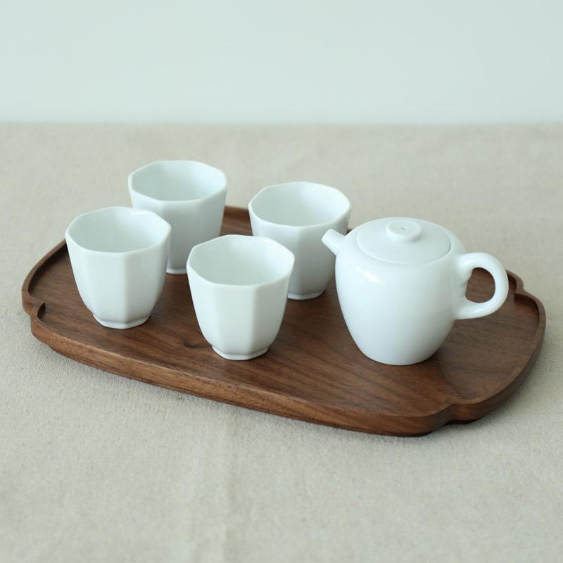 HeMu Black Walnut Whole Wood Lace Tray Bread And Fruit Snack Plate Plum Blossom Edge Tea Tray Restaurant Hotel Coffee Shop Tray