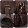 Genuine Leather Double-shoulder Bag for Ladies, Plain-colored Vintage Student Schoolbag