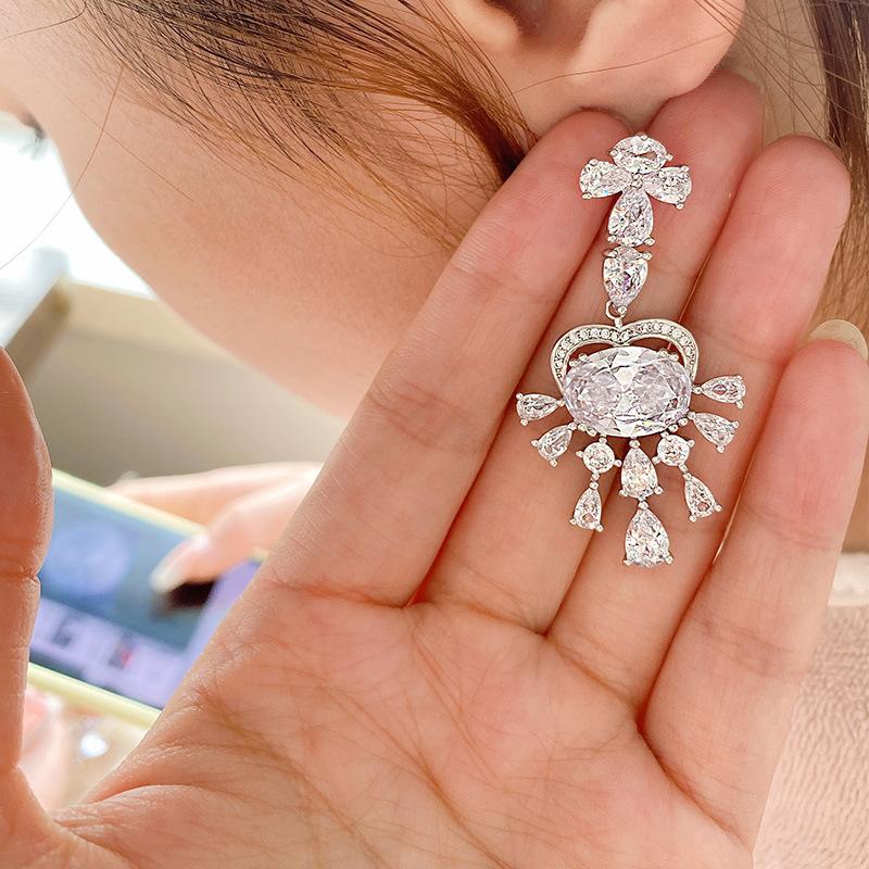 Schmuck Klassisch Vintage Simulation Paraiba Smaragd Große Ohrringe Hauptstein 10 * 14