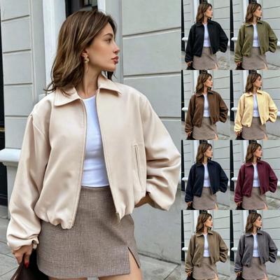 Damen S Locker Kurz Einfach Reißverschluss Baseballjacke Freizeit Oberbekleidung
