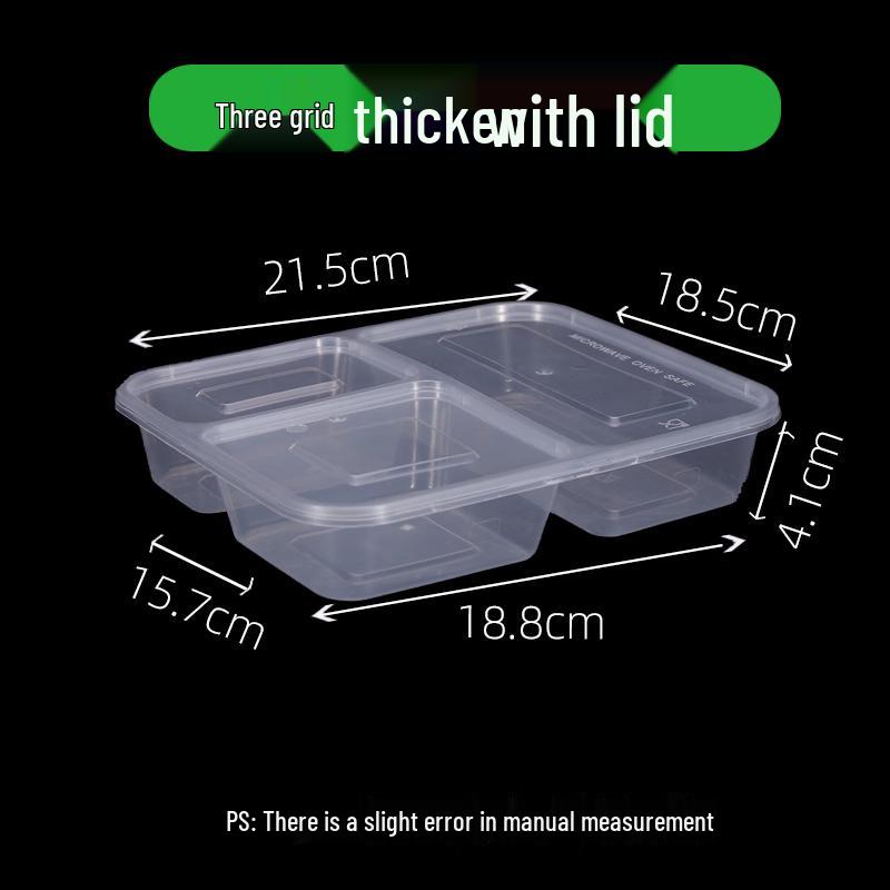 Three-Compartment Plastic Meal Prep Containers