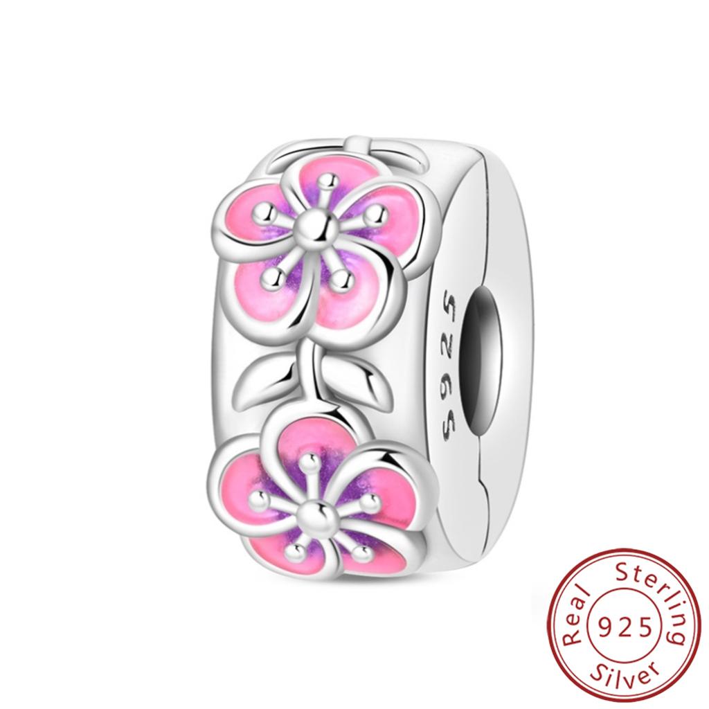 925 Silver Paw Prints Flowers Stars Moon Butterfly Safety Buckle Spacer Beads Fit Bracelets Necklace DIY Jewelry Gifts