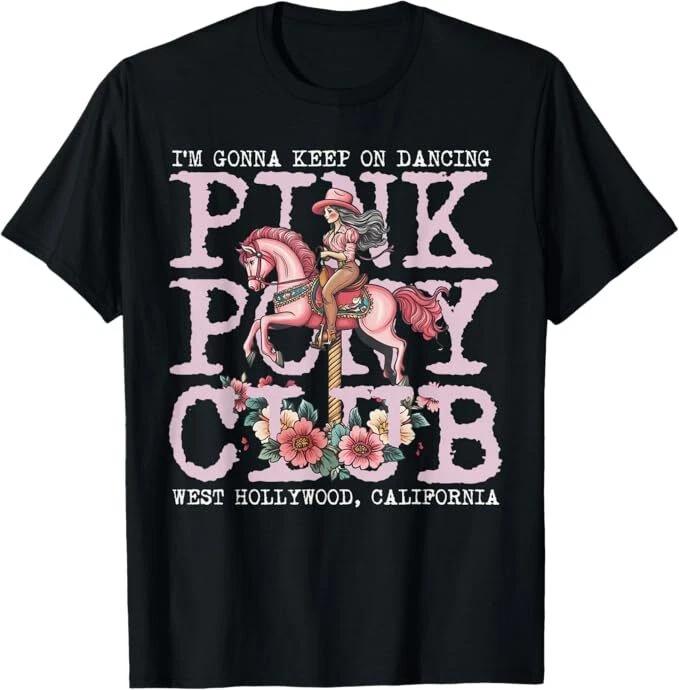 Cute Birthday Cowgirl Retro Pink Girl Pony Club T-Shirt L