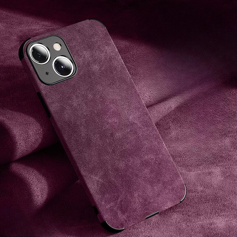 Applicable To Apple 15Pro Mobile Phone Case Lambskin IPhone 16 Protective Case I13 Ultra-thin Full Cover 14 Anti-fall