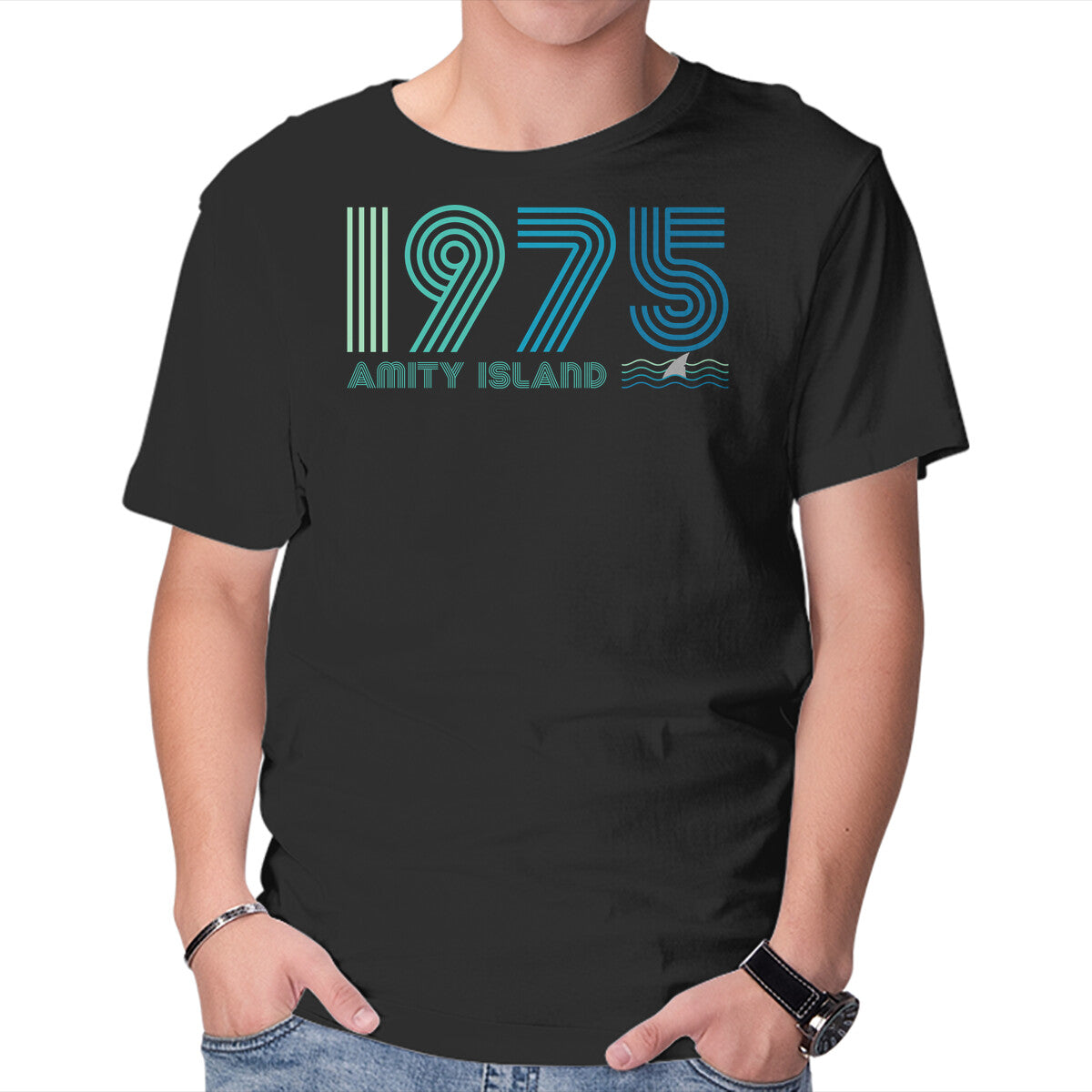 Unisex Crew Neck T-Shirt Amity Island 1975 Graphic Short Sleeve Casual Tee XS