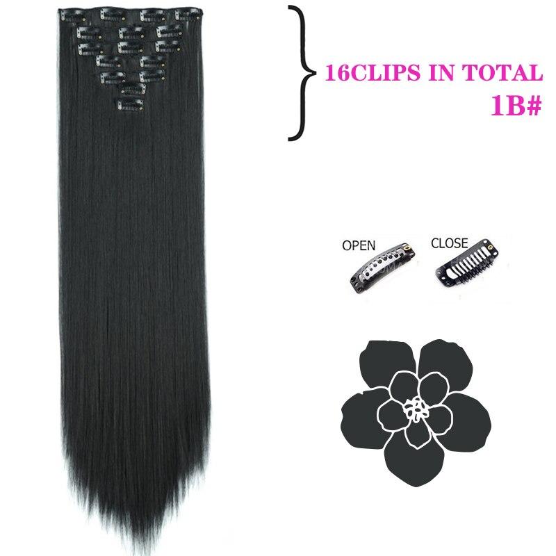 MISSQUEEN Long Straight Clip In Hair Extensions Synthetic Hair Synthetic Clips In Hair Extensions Heat Resistant 7Pcs/set 16Clips