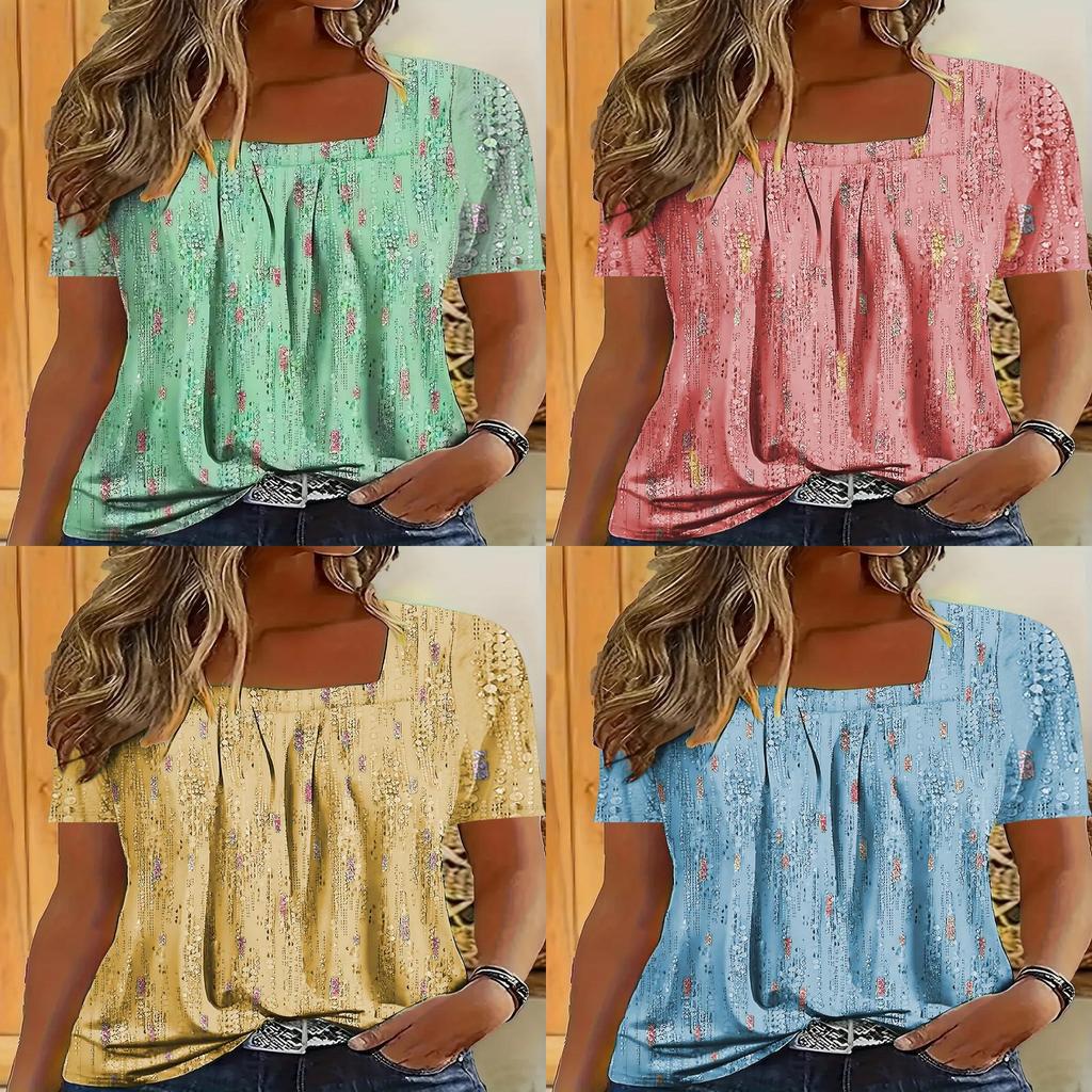 Plant Flowers Print T Shirt With Polyester Spandex For Casual Wear
