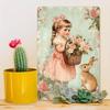 Vintage Metal Poster Rabbit Girl 8x12 Inch Tin Sign Wall Art Decor