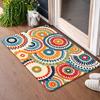 Tappetino Colorato Boho Floreale Antiscivolo per Ingresso Interno Tappeto Etnico Vintage Cerchio Stampa Floreale Geometrica Tappetino per Corridoio