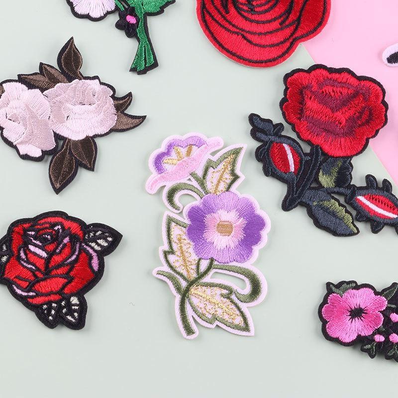 11Pcs Embroidery Rose Flower Sew Iron On Home Patch Badge Bag Hat Dress Applique Rose Patch