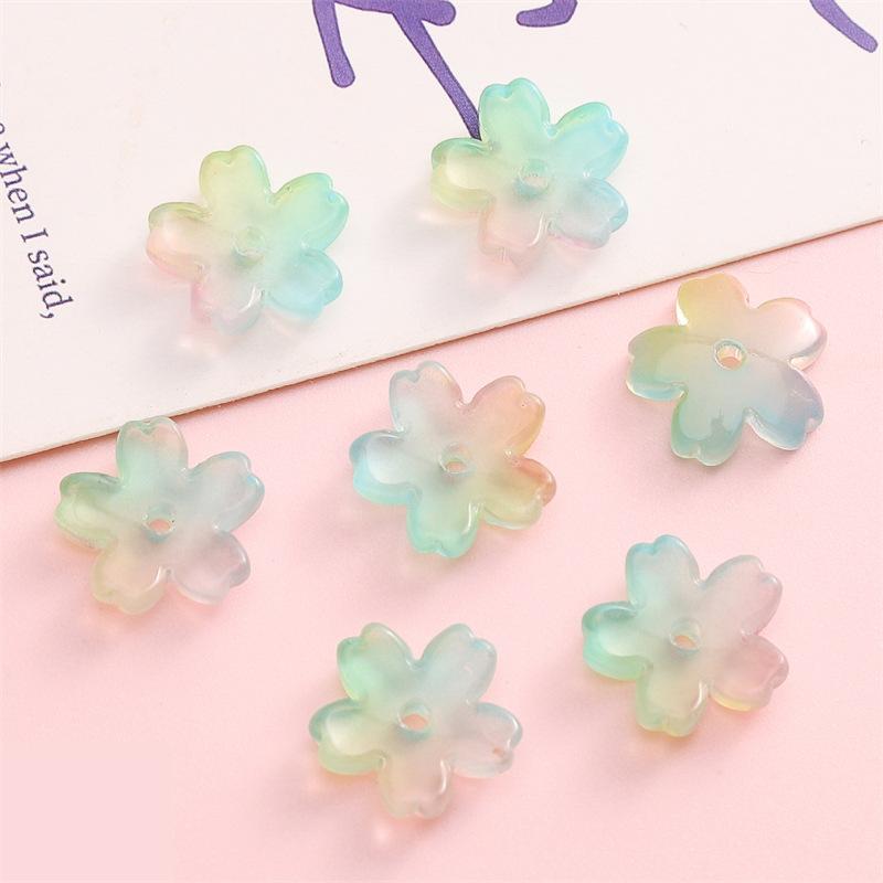 Glass Gradient Cherry Blossom Three-dimensional Accessories Beading Accessories Handmade Diy Bracelet Spacer Beads Accessories Strings Loose Beads