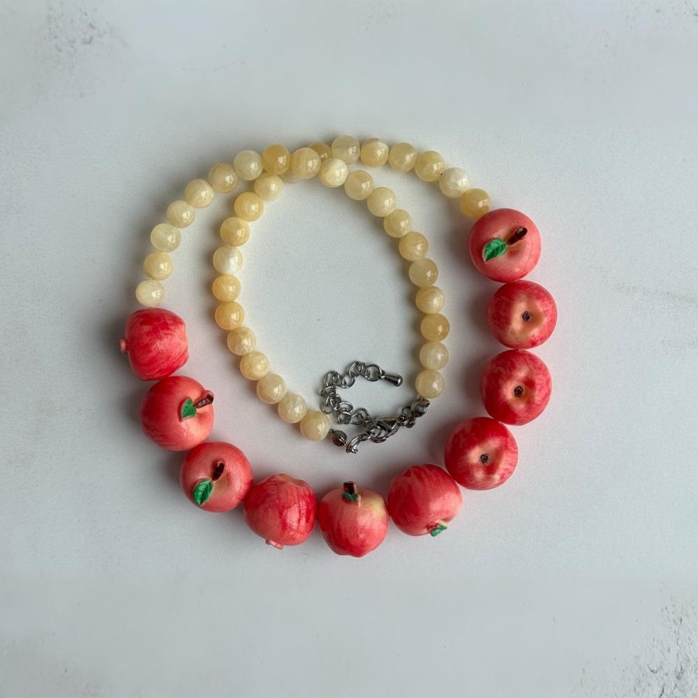 Layered Necklace Bracelet Set Colorful Beads Fruits Bracelet Beaded Clavicle Chain Spring/Summer