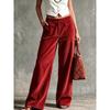 Autumn and winter retro corduroy wide-leg pants women's trousers high waist double pockets straight casual pants