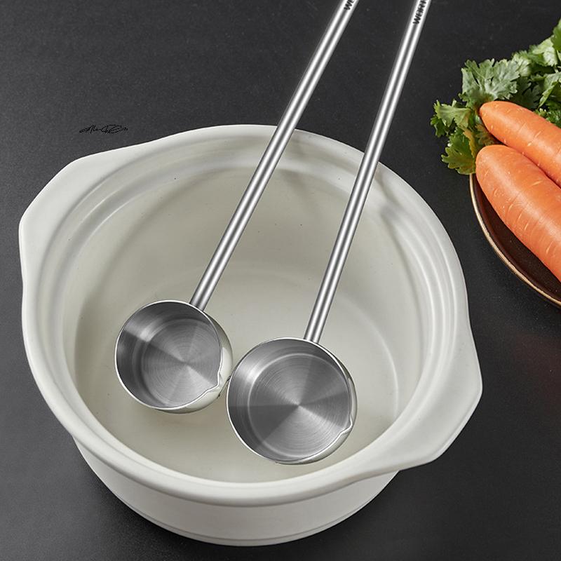 304 Stainless Steel Multifunctional Sauce Spoons with Long Handle Durable Cooking Scoop for Kitchen Baking Seasoning Oil Spoon