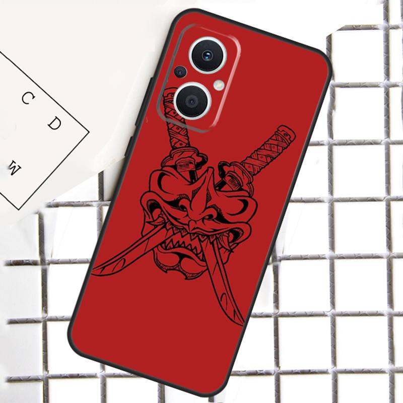 Samurai Oni Mask Phone Case For OPPO Reno 8T 7 8 Lite 14F 14 13 12 11 F 10 Pro OPPO Find X8 X6 X5 X9 Pro Cover