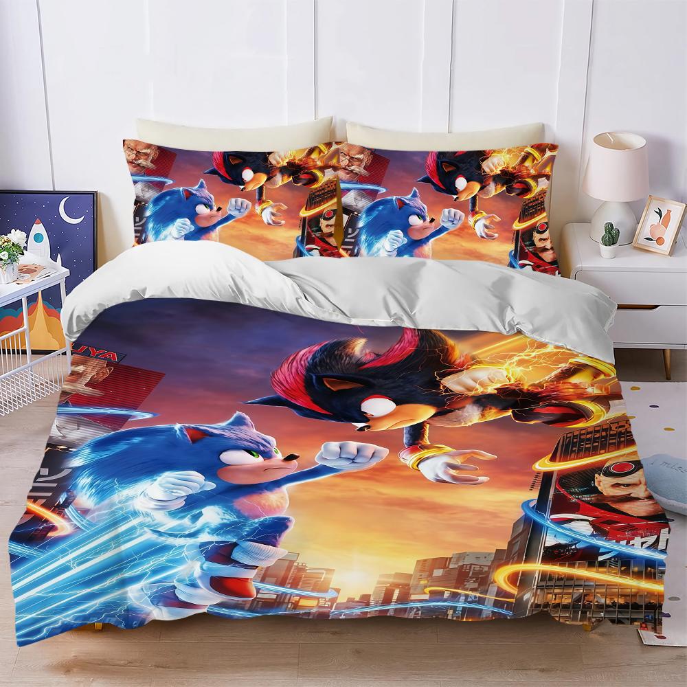 H-Hedgehog S-SonicES 3 Duvet Cover Set Soft Wash Bed 3 Piece Summer Comfortable Student Dormitory Home Baby Bedding Best seller