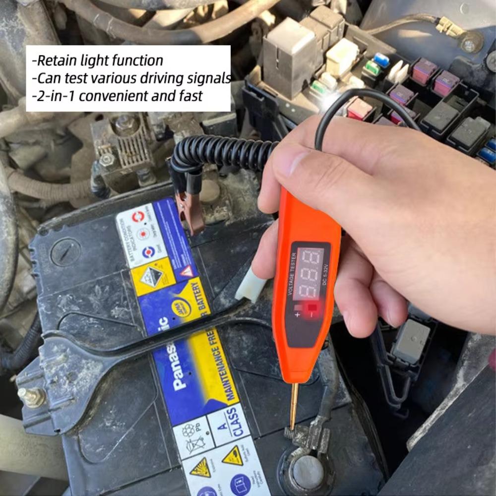 Car Circuit Tester Pen 5V 120V Automotive Circuit Voltage Tester with Display Positive Negative Pole Probe for Car Circuit Test